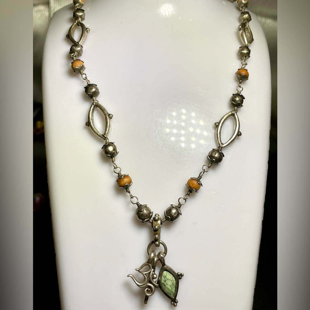 Lucky brand silver boho necklace with charms
